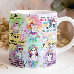 Envoltura de taza sarcástica, diseño popular de sublimación de taza divertida de 15 oz y 11 oz PNG, taza vulgar PNG, diseños de sublimación divertidos, unicornio divertido PNG, sarcástico
