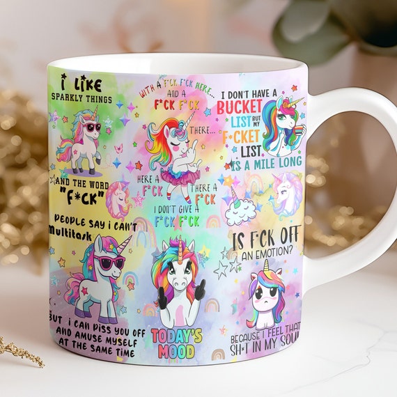 Sarcastic Mug Wrap, Popular 15oz & 11oz Funny Mug Sublimation Design PNG, Vulgar mug PNG, fun sublimation designs, Funny Unicorn png, Snarky