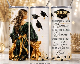 Senior 2026 Tumbler Wrap, Graduation Tumbler Wrap 20oz Skinny, Add Your Name, Graduation Senior Sublimation Design, Girl Graduation Gift