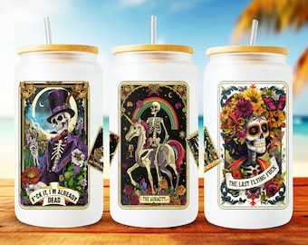 Sarcastic Libbey PNG, Funny Tarot Cards Libbey PNG, 16oz Libbey Glass Can Design, fun sublimation designs, tarot png, Snarky Libbey Cup PNG