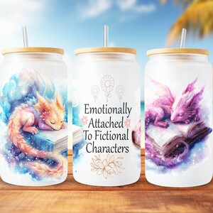 Inspirational PNG, Baby Dragons Libbey PNG, 16oz Libbey Glass Can Design, Sublimation png, Reading Books png, Libbey Cup, Celestial PNG
