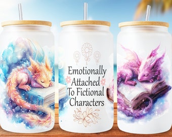 Inspirational PNG, Baby Dragons Libbey PNG, 16oz Libbey Glass Can Design, Sublimation png, Reading Books png, Libbey Cup, Celestial PNG