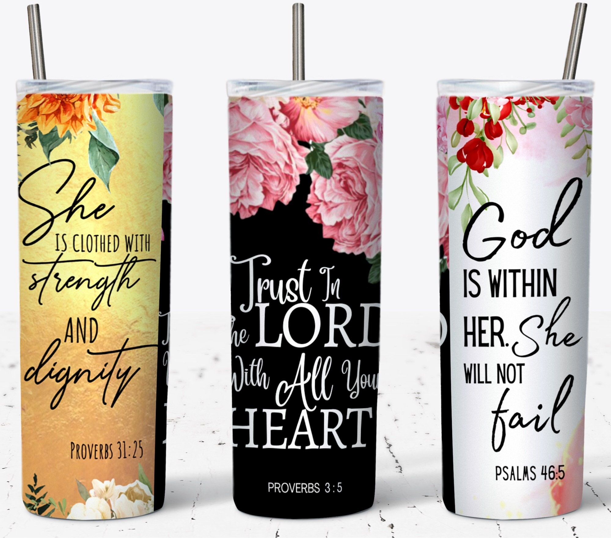 Religious Sublimation Tumbler, Bible Verse 20oz Skinny Tumbler with Li –  Edible Prints On Cake (EPoC)