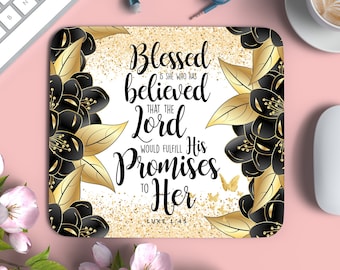Blessed Is She Mouse Pad PNG, Bible Verse PNG, Religious png gift, Christian Mouse Pad, Mouse Pad PNG Sublimation, Faith png mouse pad gift