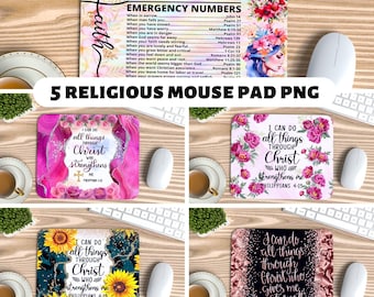 5 Mouse Pad Religious Bundle PNG, Christian Bundle PNG, Bible Verse Religious png, Faith PNG Instant Download, Bible Emergency Numbers Gift