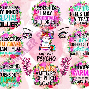Sarcastic Tumbler Wrap, Sassy tumbler wrap, 20oz Skinny Tumbler Sublimation Designs, Funny Unicorn PNG, Fun Tumbler Wrap, sarcastic sayings image 4