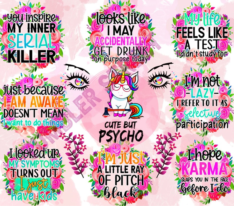 Sarcastic Tumbler Wrap, Sassy tumbler wrap, 20oz Skinny Tumbler Sublimation Designs, Funny Unicorn PNG, Fun Tumbler Wrap, sarcastic sayings image 4