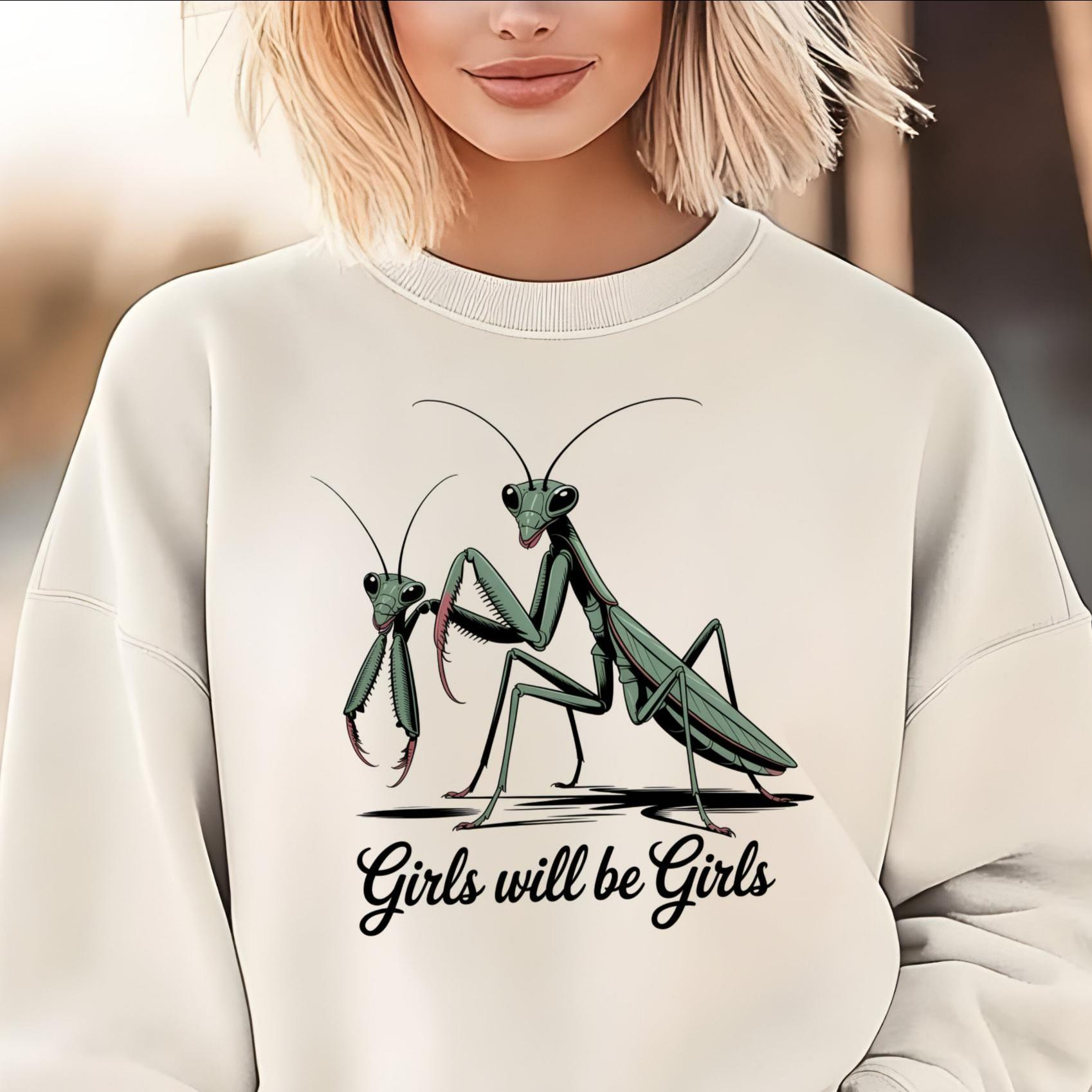 Girls Will Be Girls Praying Mantis Shirt PNG, Funny Insect
