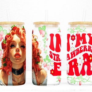 16 oz Libbey Glass Can UVDTF Wrap Design, Cute Cartoon Character, 16oz Libbey Glass Can Design, Sublimation png, fruit png, easter gift
