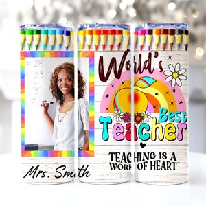Teacher Tumbler Wrap, Add photo/Add name Teacher PNG, 20oz Skinny Tumbler Sublimation Design, Teacher Appreciation Gift, Teacher Life PNG