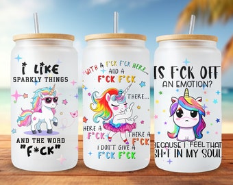 Sarcastique Libbey PNG, Vulgar Libbey PNG, 16 oz Libbey Glass Can Design, motifs sublimation amusants, Funny Unicorn png, Snarky Libbey Cup PNG