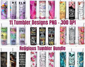 11 religieuze bekerbundel, 20oz magere beker, christelijke bundel PNG-wrap, bijbelvers religieuze bekerbundel, png Instant Download