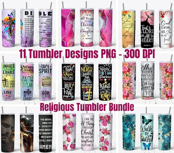 11 Religious Tumbler Bundle, 20oz Skinny Tumbler, Christian Bundle PNG Wrap, Bible Verse Religious Tumblers Bundle, PNG Instant Download