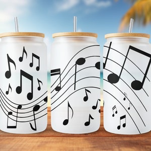 Musical Notes Libbey PNG, Music Libbey PNG, 16oz Libbey Glass Can Design, Sublimation png, Music Lovers Digital File, Libbey Cup, PNG Gift