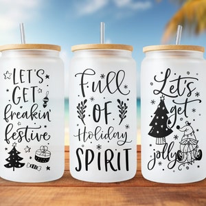Funny Christmas 16oz glass can sublimation design, Libbey PNG, 16oz Libbey Glass Can Design, fun sublimation designs, gift Libbey Cup PNG