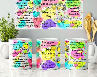 Mental Health Mug Design PNG, Self Care Morning Wrap, Uplifting Quote PNG, Sublimation png 15oz 11oz, Daily Affirmations Gift, Motivational