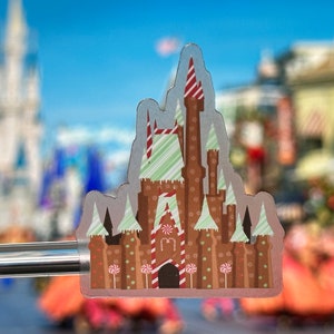 Gingerbread Cinderella Castle Laptop Sticker | Disney Christmas Planner Sticker Waterproof Sticker Vinyl Decal