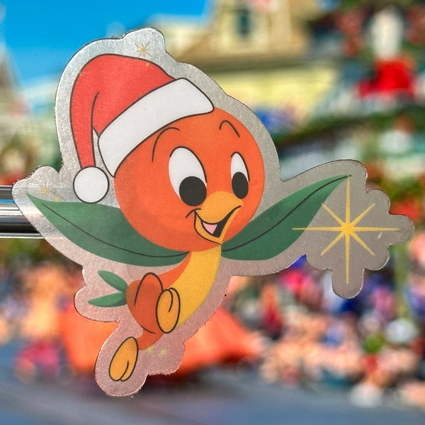 Santa Orange Bird Laptop Sticker | Disney Orange Bird Planner Sticker | Disney World Christmas Waterproof Sticker Vinyl Decal