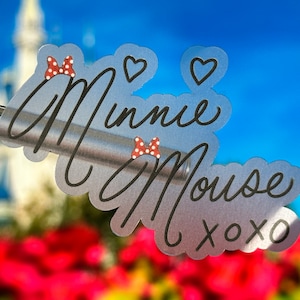 Autocollant d'ordinateur portable d'autographe de Minnie Mouse | Minnie Signature Planner Sticker Autocollant imperméable en vinyle