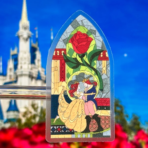 Beauty and the Beast Mosaic Laptop Sticker | Be Our Guest Planner Sticker | Belle and Beast Vinyl Decal Waterproof Sticker