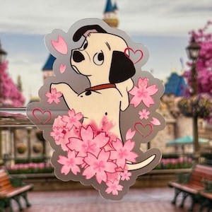 Pegatina de la suerte con diseño de flor de cerezo / Pegatina para portátil de Disney 101 dálmatas / Pegatina para botella de agua Pegatina de vinilo resistente al agua