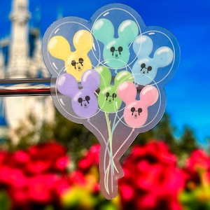 Adesivo para laptop com balões do Mickey | Adesivo para planejador de balões da Disney | Adesivo de vinil à prova d'água com balões do Mickey