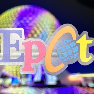 Pegatina para computadora portátil con el logotipo retro de Epcot / Pegatina para agenda de Epcot Center de la vieja escuela / Calcomanía de vinilo resistente al agua con el logotipo vintage de Epcot