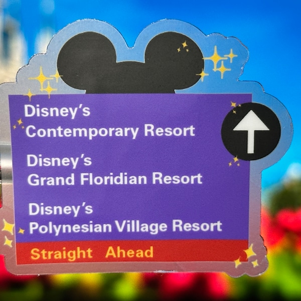 Disney World Magic Kingdom Resort Laptop Sticker | Disneyworld Road Sign Planner Sticker | Disney Vinyl Decal Waterproof Sticker