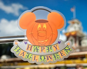 Mickey Pumpkin Halloween Sticker: Waterproof Vinyl Decal
