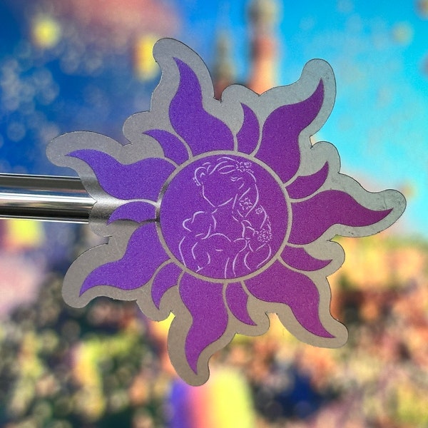 Rapunzel Sun Laptop Sticker | Disney Tangled Planner Sticker | Rapunzel Silhouette Tangled Sun Vinyl Decal Waterproof Sticker