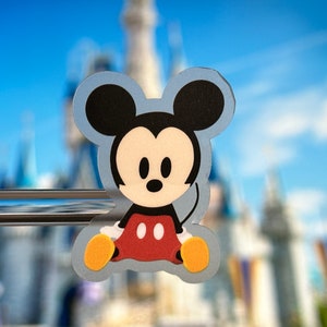 Laptopsticker Mickey Mouse zittende pop | Disney Mickey-plannersticker | Mickey Mouse waterdichte sticker vinyl sticker