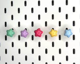 Skadis Pegboard Puffy Star Hook Set | Whimsical Hooks Ikea Board | Unique Confetticore Gift