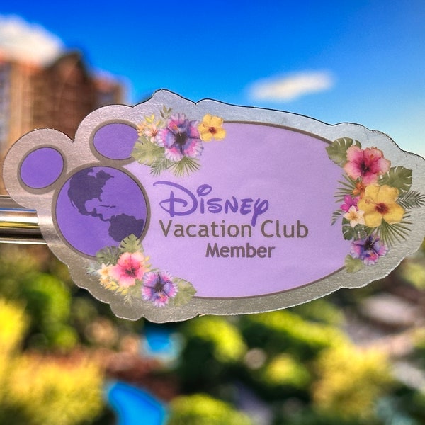 Disney Vacation Club Tropical Flowers Laptop Sticker | DVC Member Planner Sticker | DVC Logo Waterproof Sticker Vinyl Decal