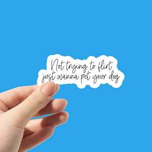 Quiero acariciar a su perro pegatina portátil / No intentar coquetear pegatina Kindle / divertida positividad vinilo calcomanía impermeable pegatina