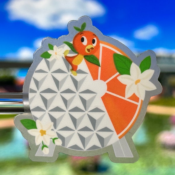 Orange Bird Spaceship Earth Laptop Sticker | Epcot Orange Bird Planner Sticker | Disney Orange Bird Vinyl Decal Waterproof Sticker