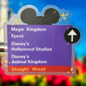 Disney World Road Sign Laptop Sticker | Disneyworld Road Sign Planner Sticker | Disney Vinyl Decal Waterproof Sticker