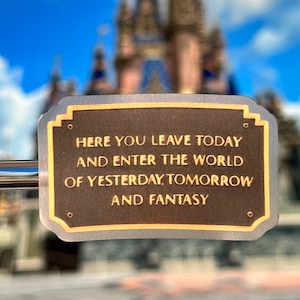 Sticker pour ordinateur portable plaque d'entrée de Disneyland | Ici, vous partez aujourd'hui Sticker pour agenda | Sticker vinyle autocollant imperméable Disneyland