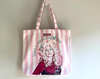 Have a Very Dolly Day Dolly Parton Tote Bag | Vineyard Vines Canvas Tote Bag Perfect Dolly Fan Gift!