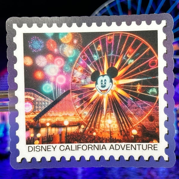 Disney California Adventure Stamp Laptop Sticker | Mickeys Fun Wheel Planner Sticker | Disneyland DCA Waterproof Sticker Vinyl Decal