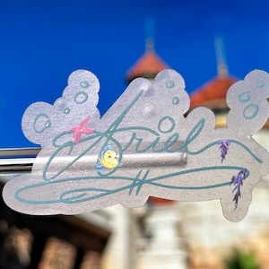 Pegatina de Ariel para portátil con autógrafo / Pegatina de La Sirenita para agenda / Pegatina de vinilo impermeable con autógrafo de Princesas Disney