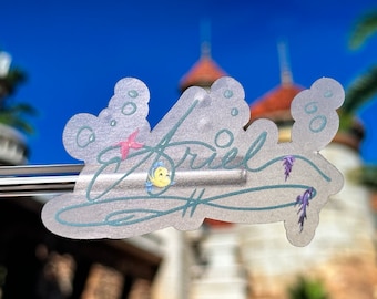 Ariel Autograph Laptop Sticker | Little Mermaid Planner Sticker | Disney Princess Autograph Waterproof Sticker Vinyl Decal
