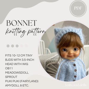 Wzór na czapeczkę z kocimi uszami OB11 w formacie PDF · Mała czapeczka BJD 11 cm · Meadowsdoll Sprout · Kaszmir · Pobierz natychmiast