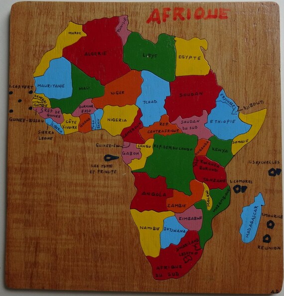 Wooden Puzzle Map of Africa Family and Educational Game - Etsy