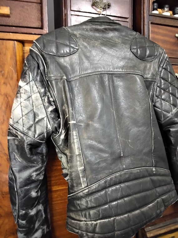 Balmain Leather Biker Jacket with Mini Monogram Print