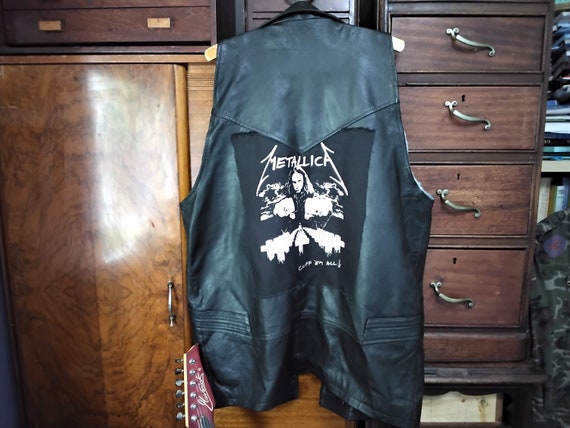 Vintage Metallica Heavy Metal Leather Vest, Cliff… - image 1