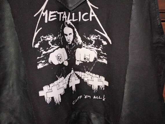 Vintage Metallica Heavy Metal Leather Vest, Cliff… - image 8
