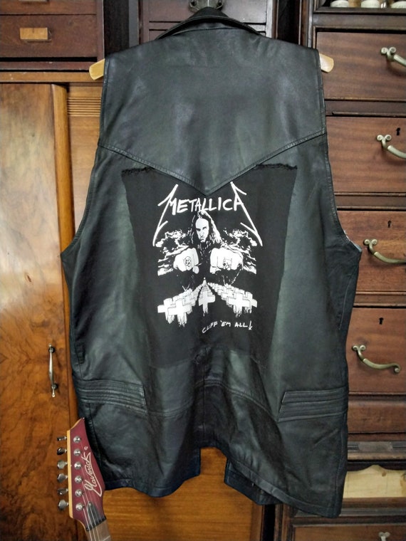 Vintage Metallica Heavy Metal Leather Vest, Cliff… - image 6