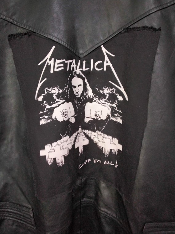 Vintage Metallica Heavy Metal Leather Vest, Cliff… - image 5