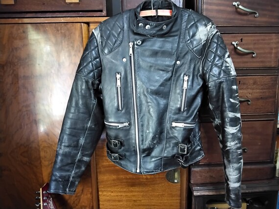 Real Biker Leather Jacket, Vintage Frank Thomas, Road… - Gem
