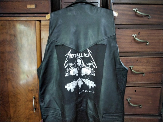 Vintage Metallica Heavy Metal Leather Vest, Cliff… - image 3
